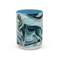 Pine Forest Wolf Stained Glass Style Mug