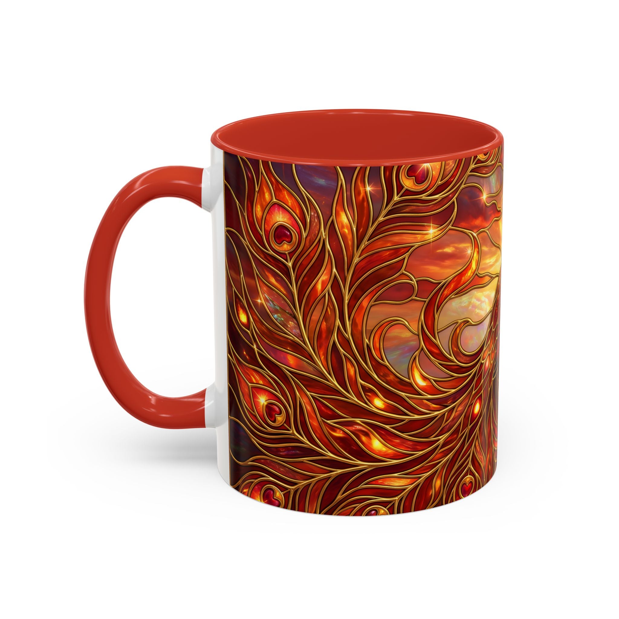Sunset Peacock Stained Glass Style Mug