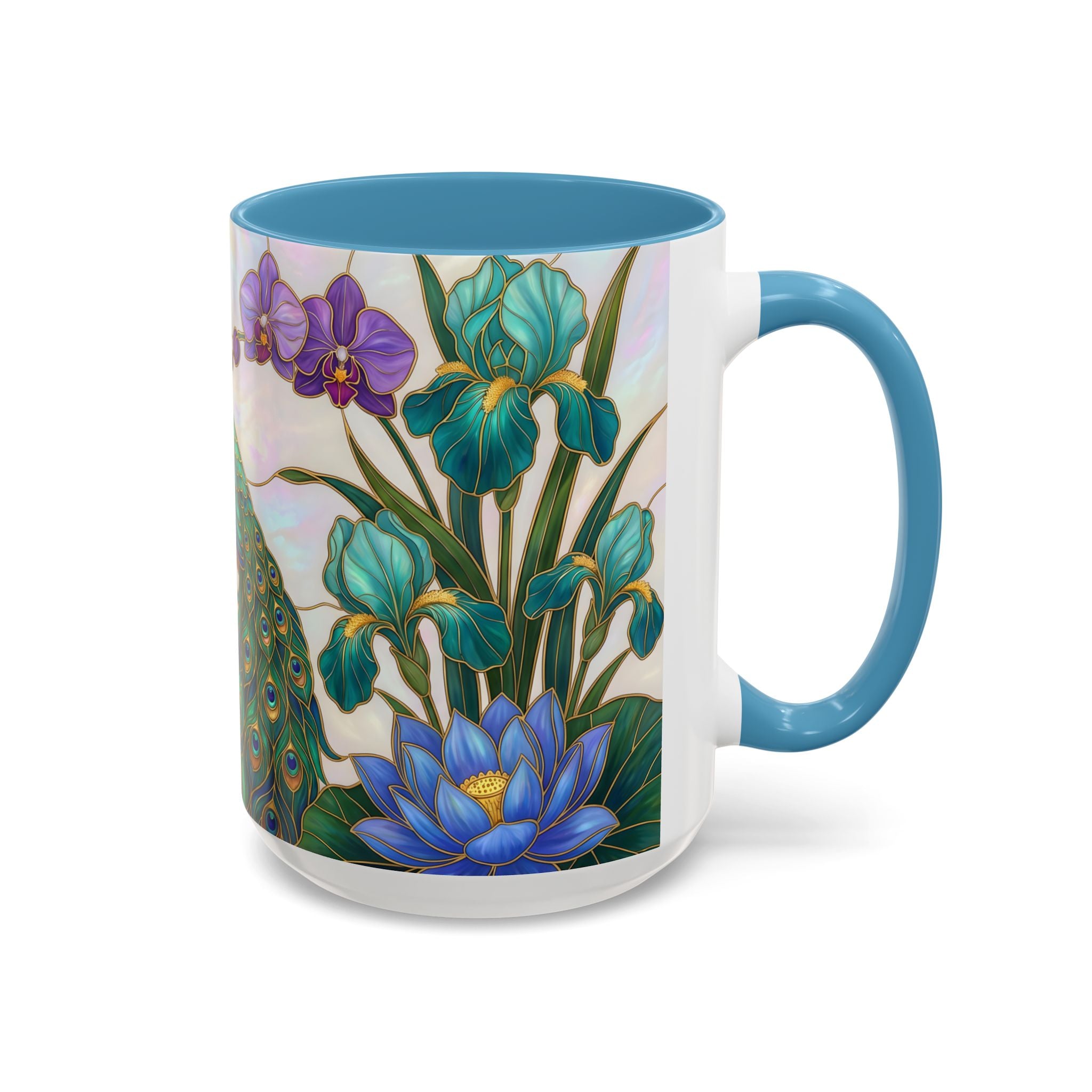 Blooming Peacock Stained Glass Style Mug
