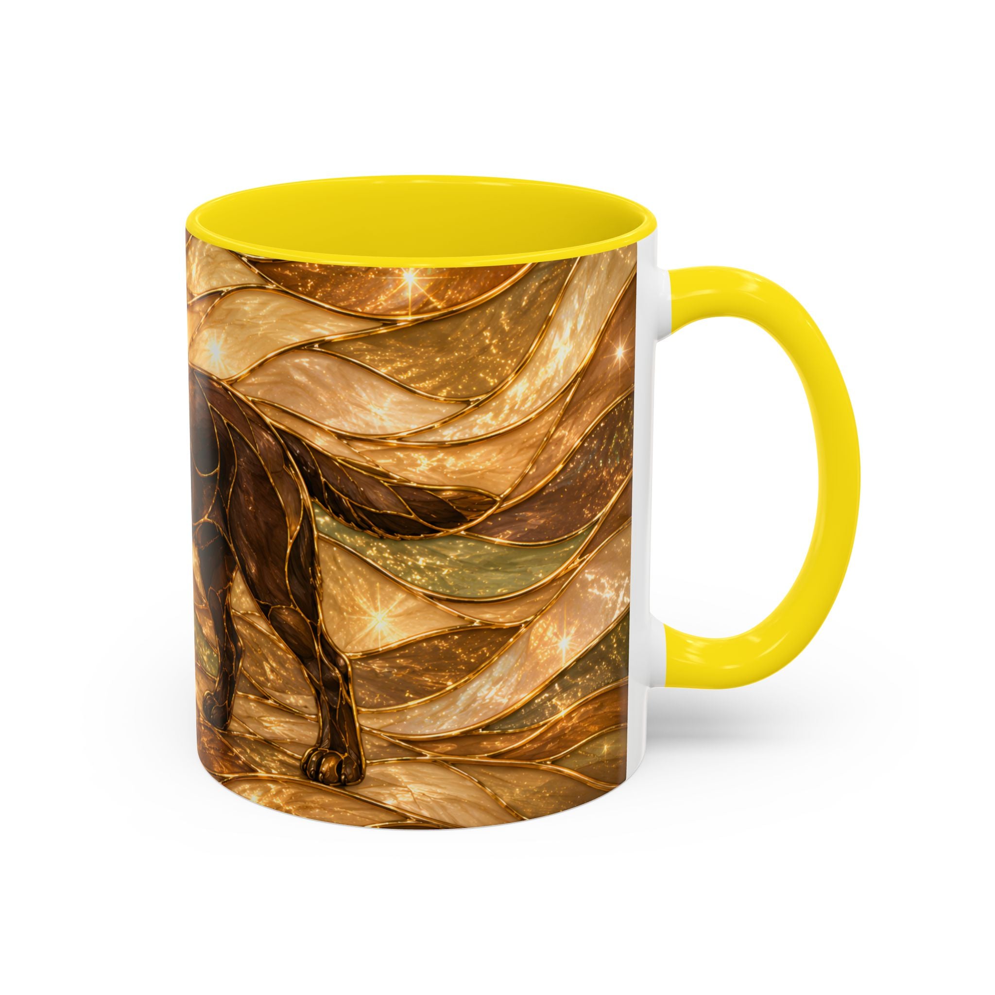 Honey Glow Chocolate Labrador Retriever Stained Glass Style Mug