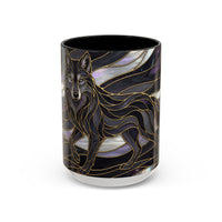 Obsidian Wolf Stained Glass Style Mug