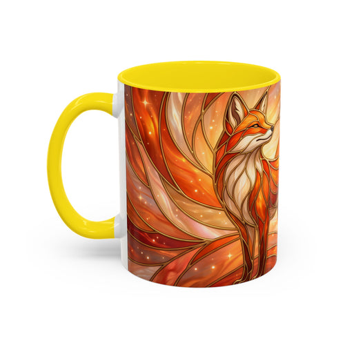 Orange Glow Fox Stained Glass Style Mug