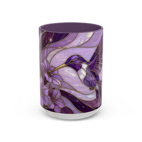 Purple Bloom Hummingbird Stained Glass Style Mug