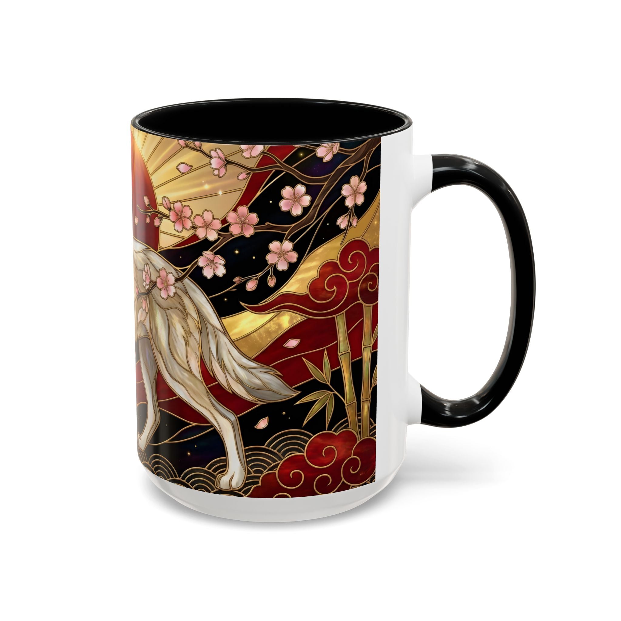 Sakura Wolf Stained Glass Style Mug