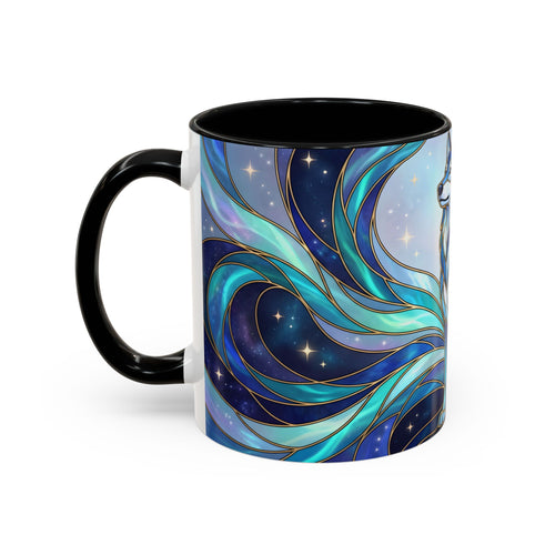 Aurora Wolf Stained Glass Style Mug
