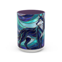 Celestial Wolf Stained Glass Style Mug
