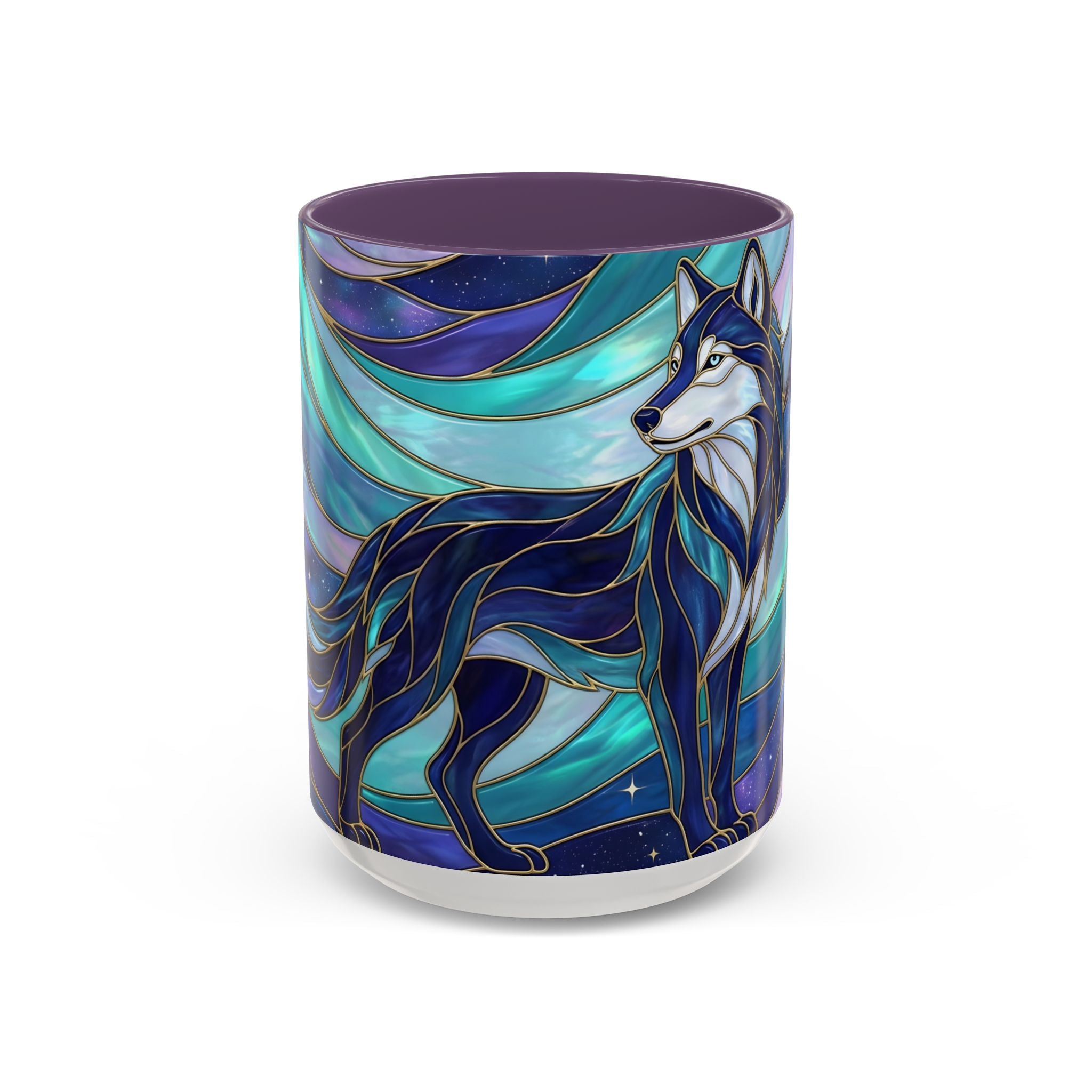 Celestial Wolf Stained Glass Style Mug
