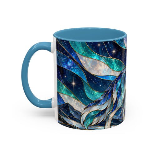 Northern Glow Wolf Stained Glass Style Mug