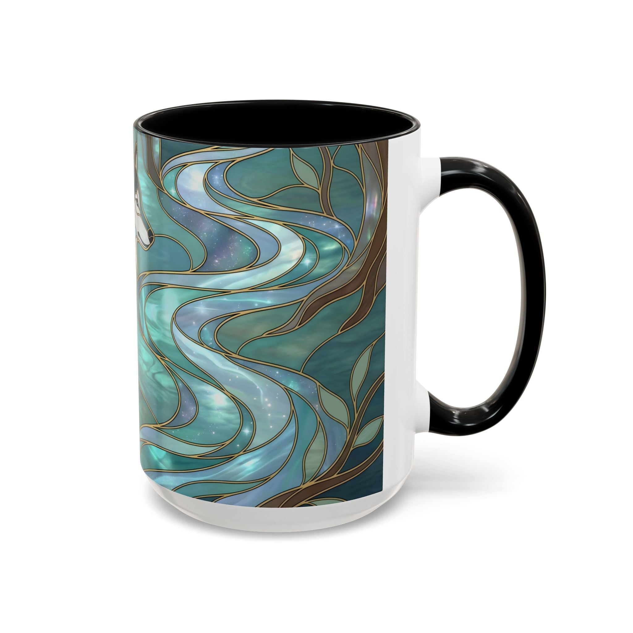 Forest Wolf Stained Glass Style Mug