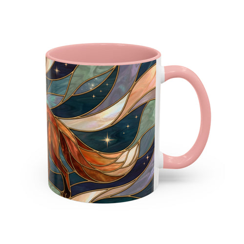 Teal Night Fox Stained Glass Style Mug