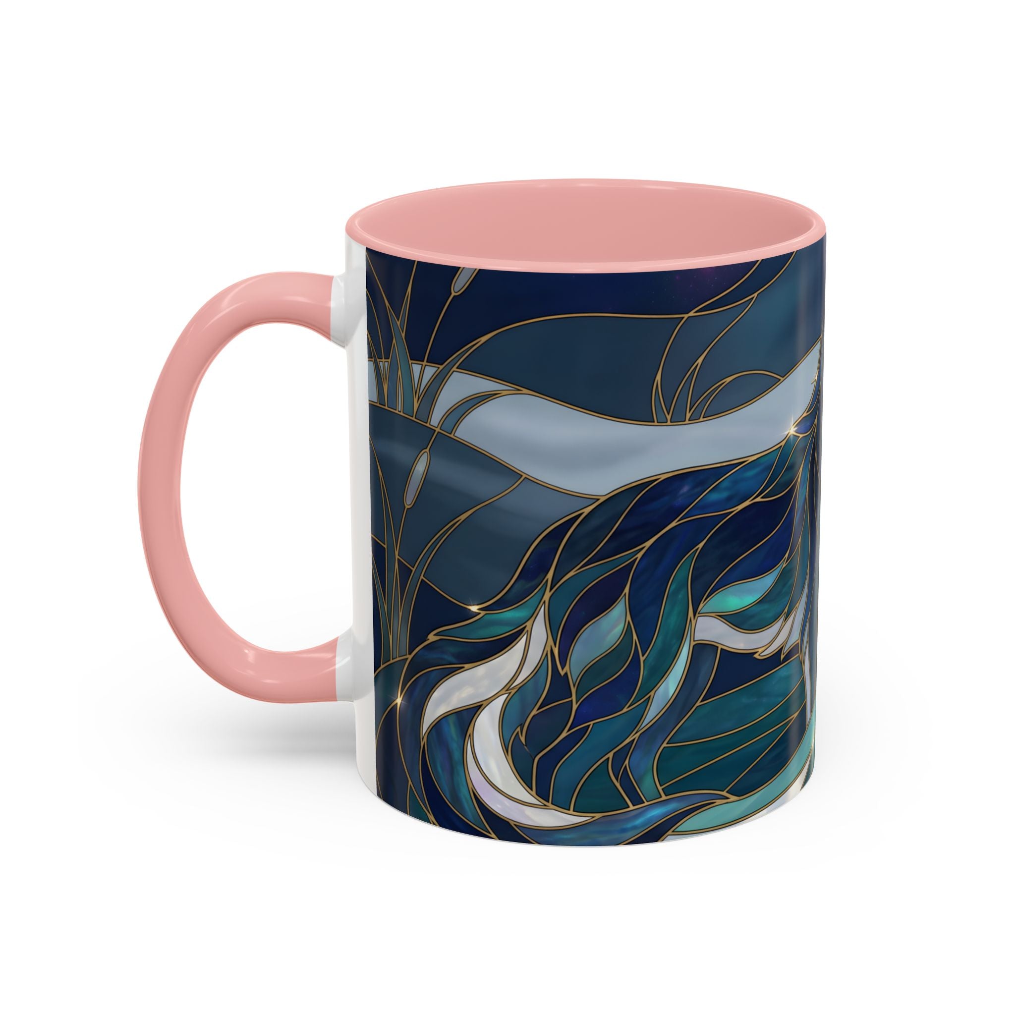 River Moon Wolf Stained Glass Style Mug