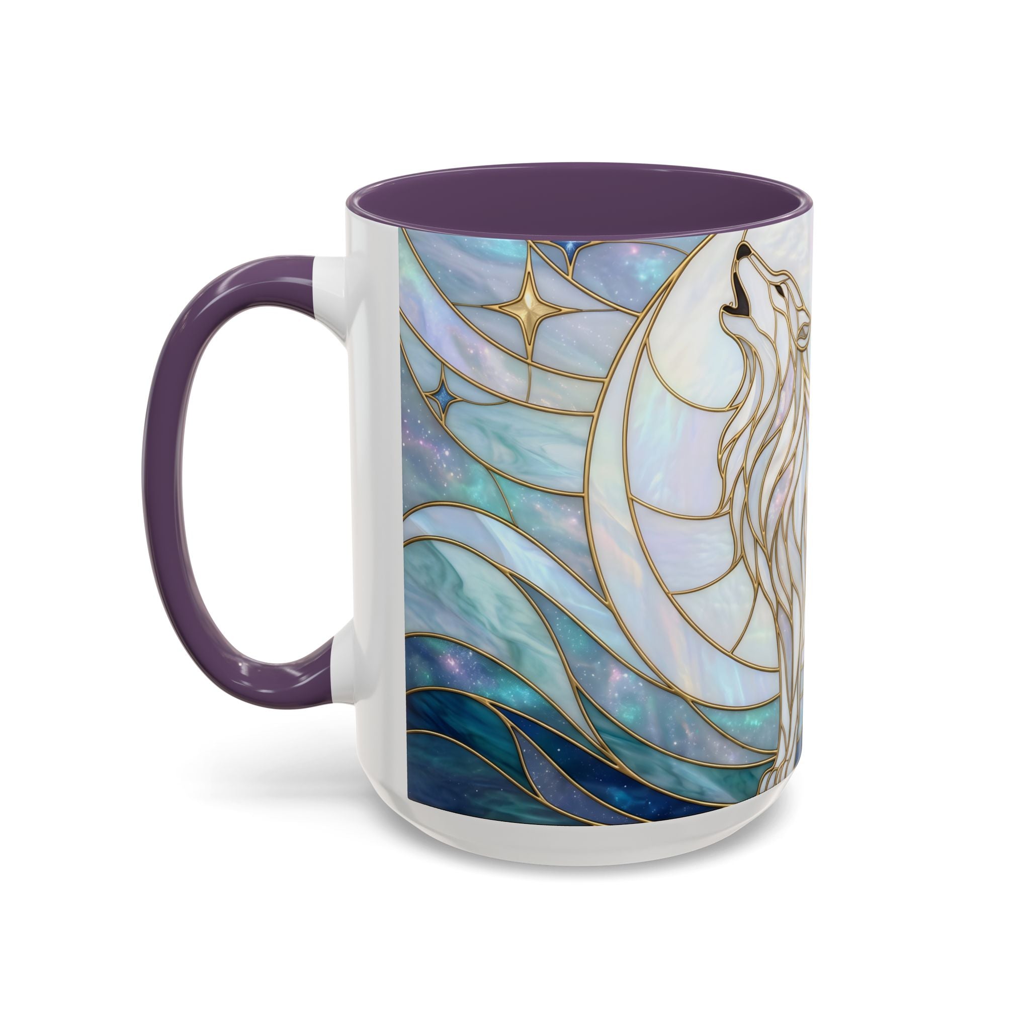 Pearl White Wolf Stained Glass Style Mug