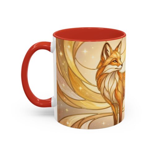 Golden Glow Fox Stained Glass Style Mug