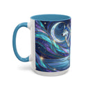 Moonlit Lake Wolf Stained Glass Style Mug
