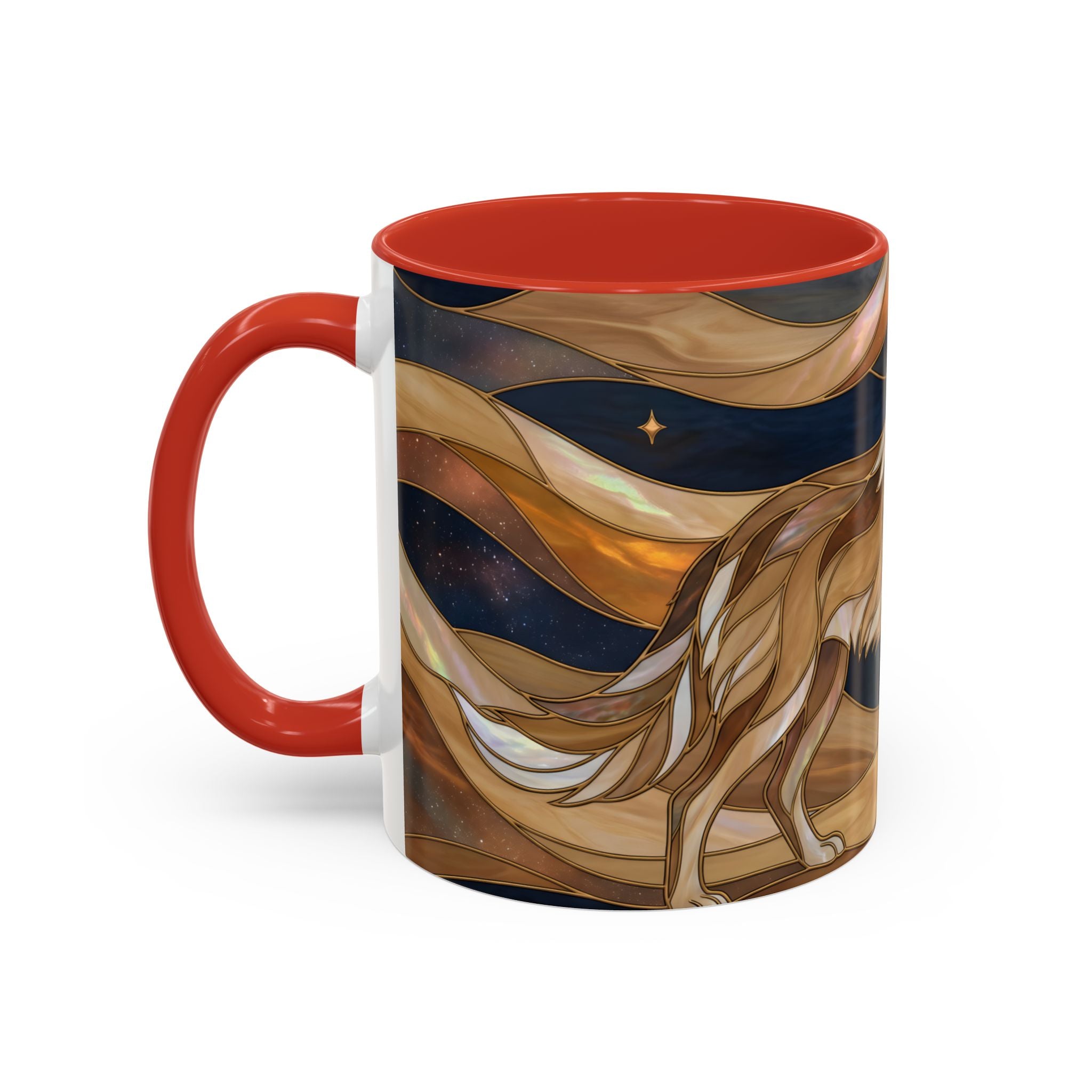 Nightscape Wolf Moon Stained Glass Style Mug