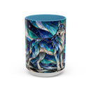 Northern Glow Wolf Stained Glass Style Mug