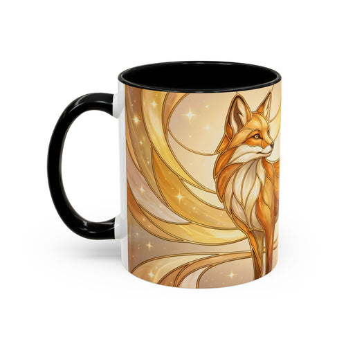 Golden Glow Fox Stained Glass Style Mug