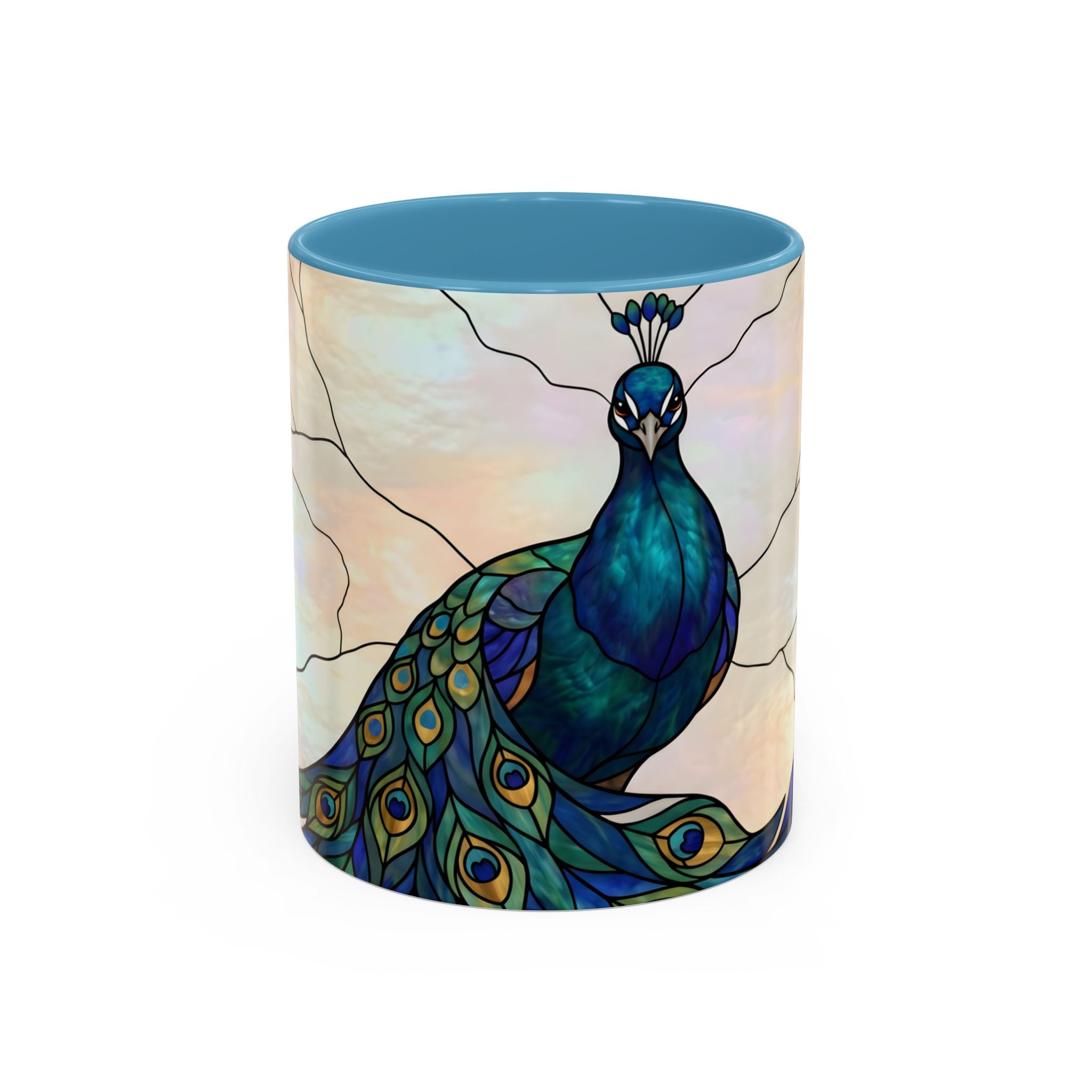 Minimal Peacock Stained Glass Style Mug