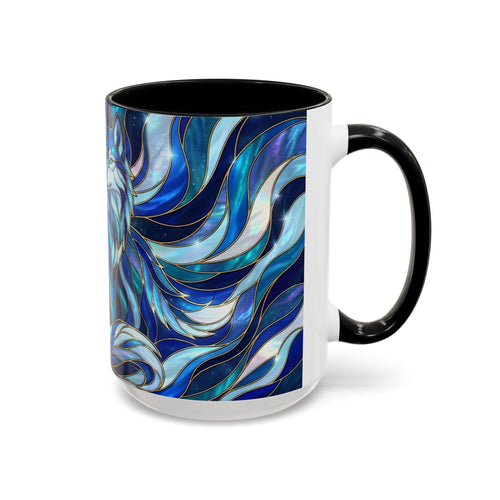 Cobalt Wolf Duo Stained Glass Style Mug