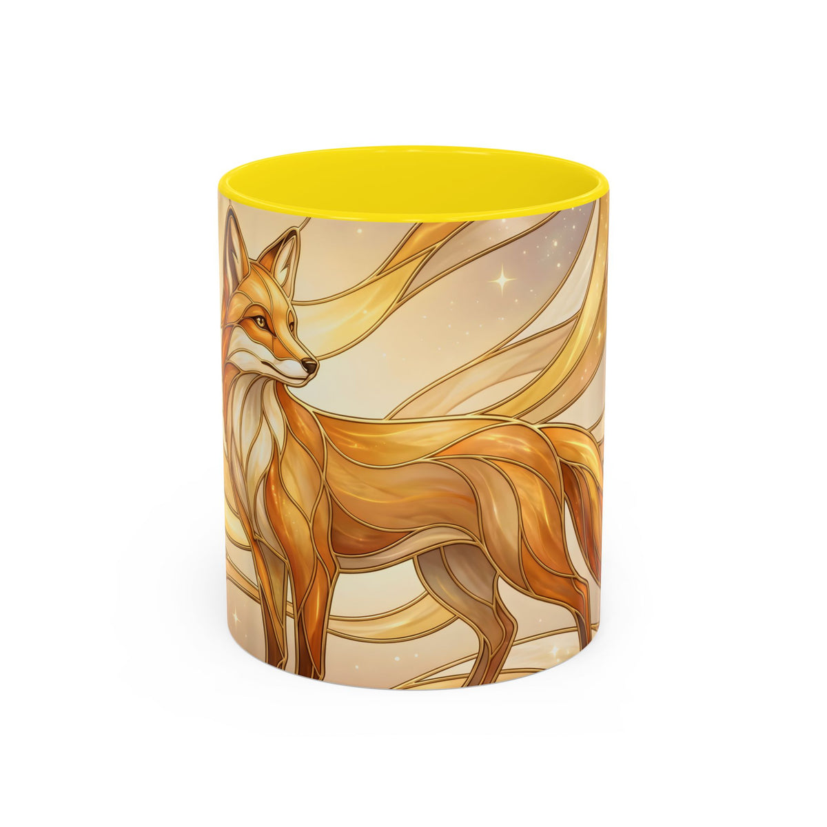 Golden Glow Fox Stained Glass Style Mug