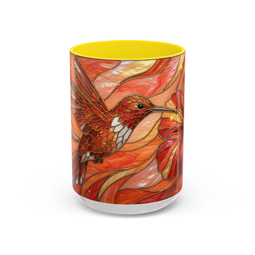 Hibiscus Glow Hummingbird Stained Glass Style Mug
