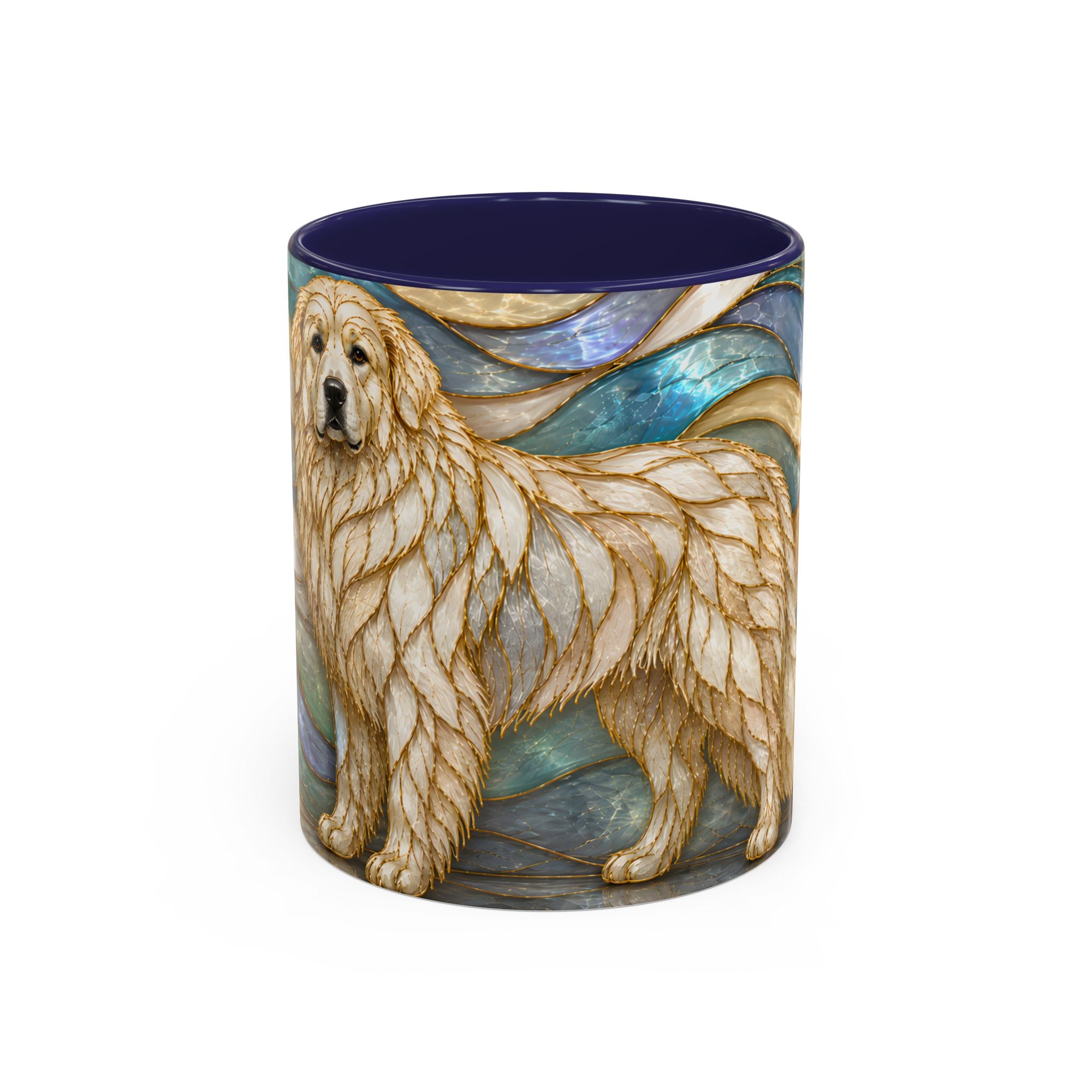 Blue Glow Great Pyrenees Stained Glass Style Mug