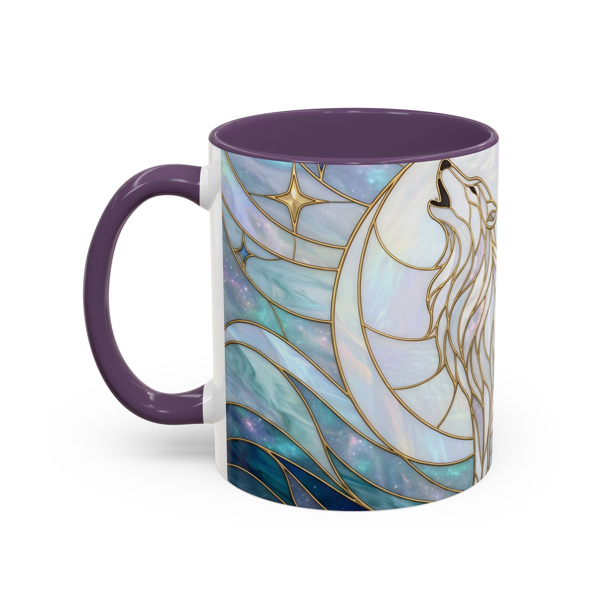 Pearl White Wolf Stained Glass Style Mug