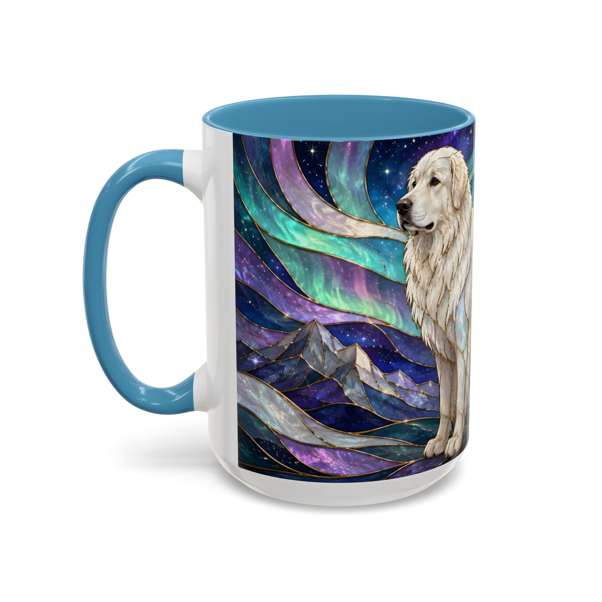 Aurora Peaks Great Pyrenees Stained Glass Style Mug
