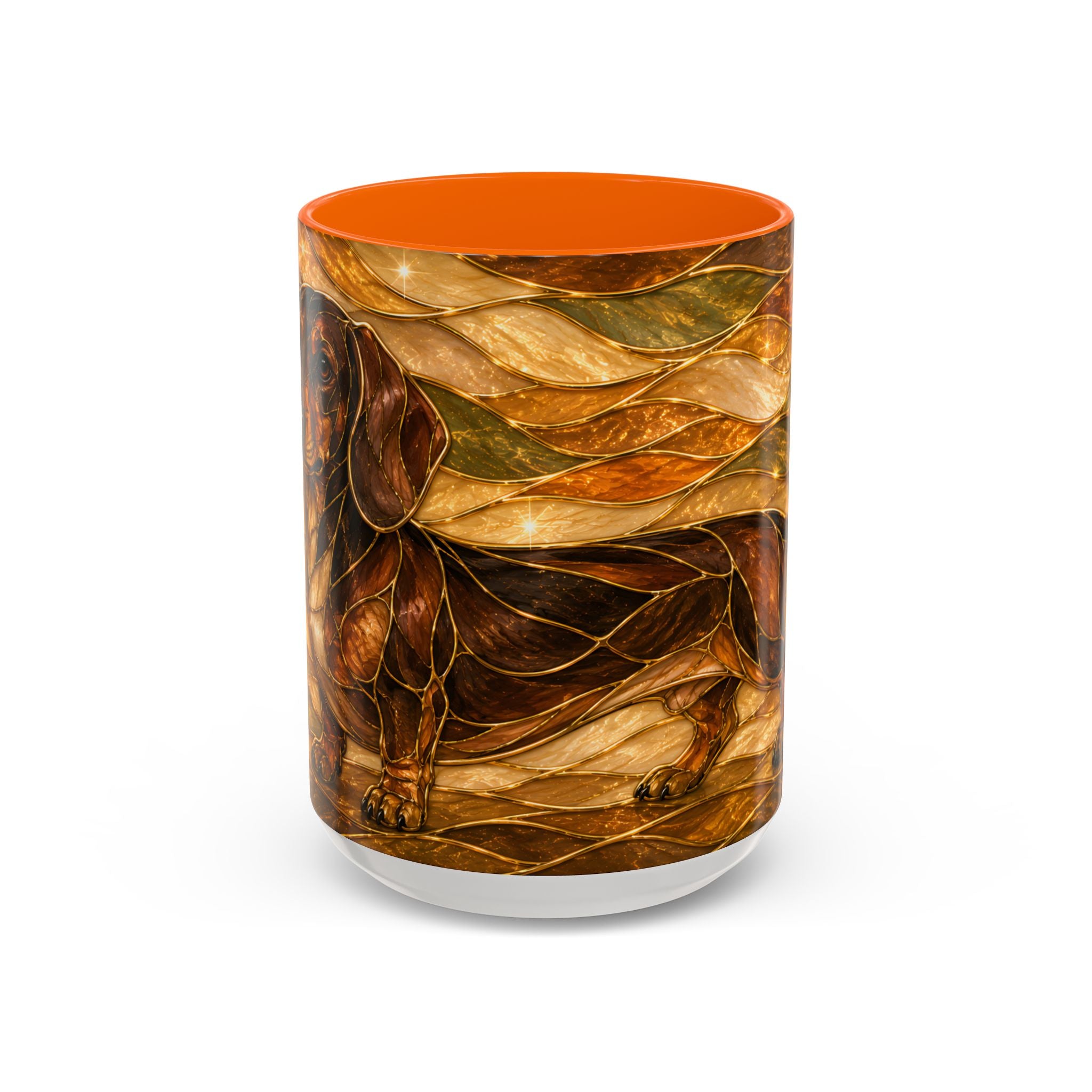 Golden Dachshund Stained Glass Style Mug