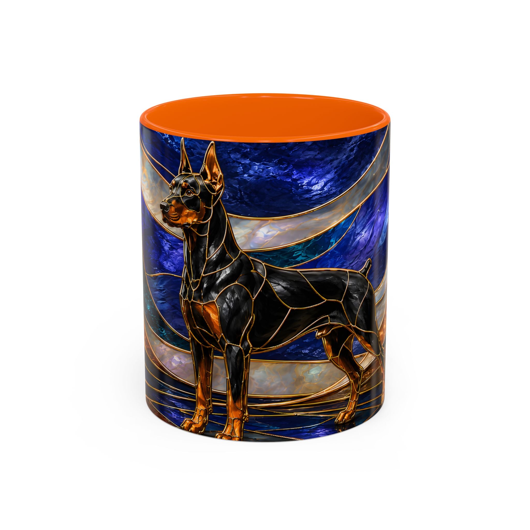 Blue Wave Doberman Pinscher Stained Glass Style Mug