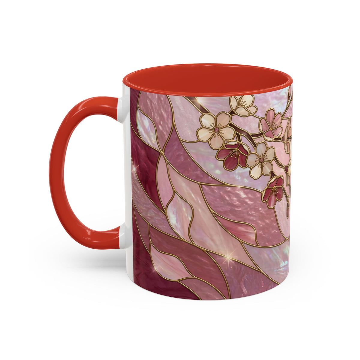 Pink Blossom Hummingbird Stained Glass Style Mug