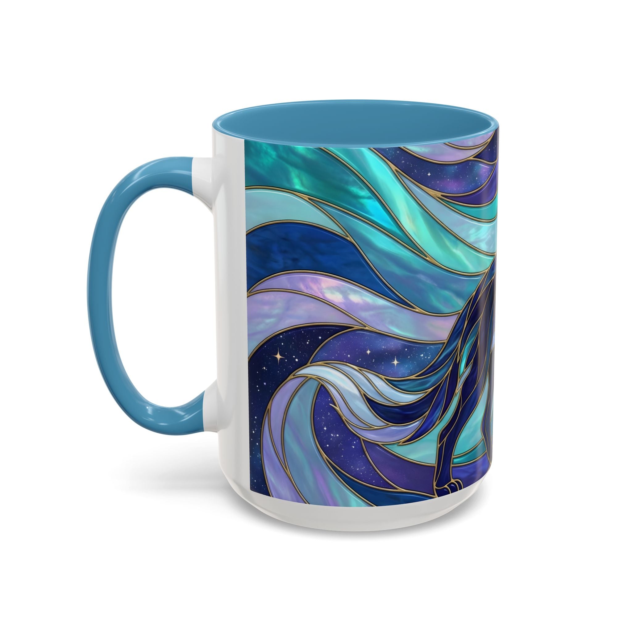 Celestial Wolf Stained Glass Style Mug