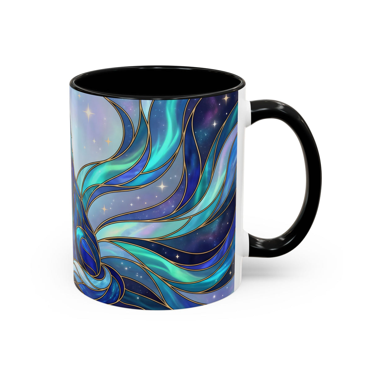 Aurora Wolf Stained Glass Style Mug