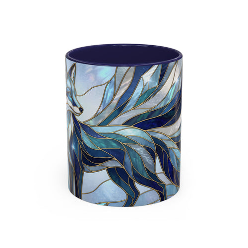 Icy Blue Fox Stained Glass Style Mug