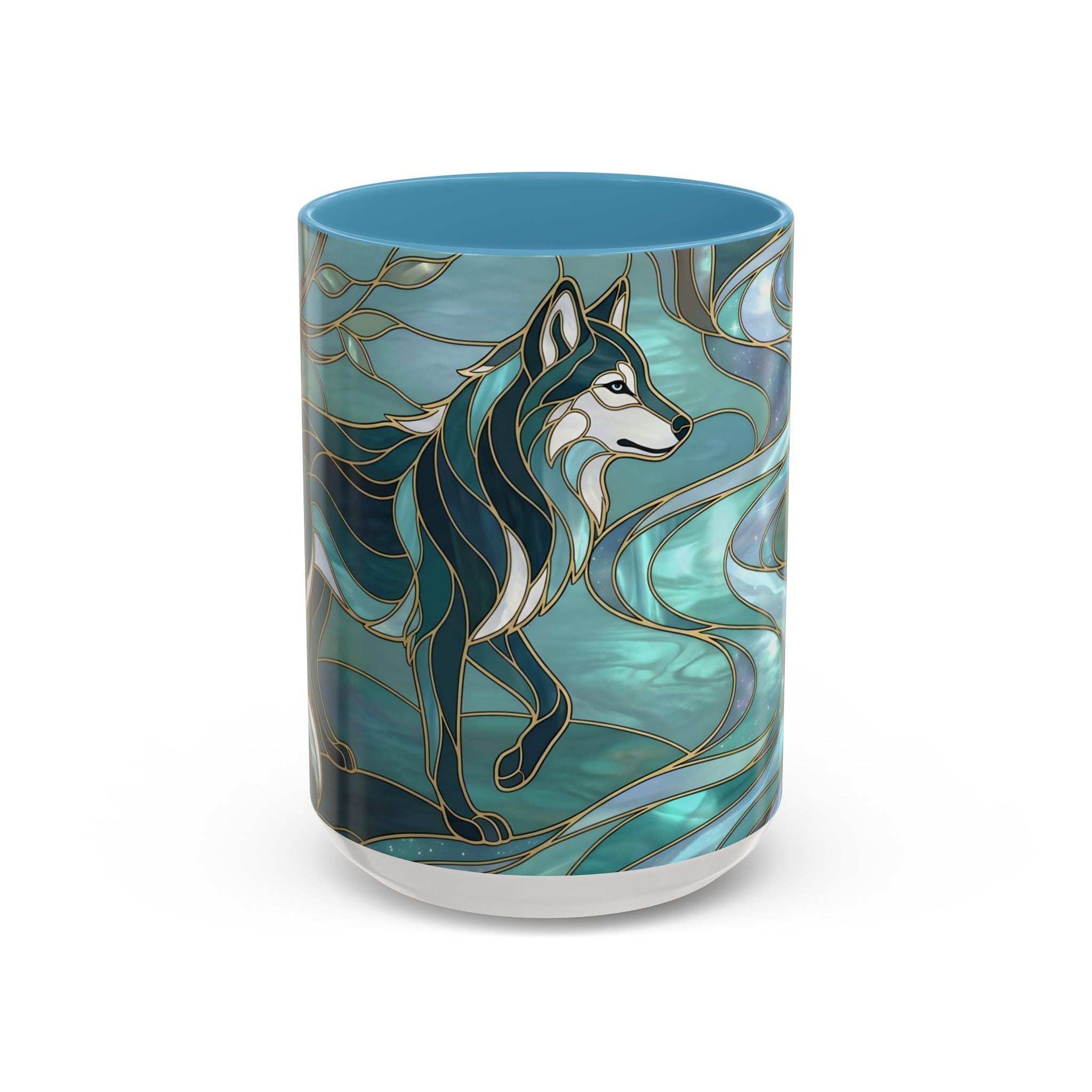Forest Wolf Stained Glass Style Mug