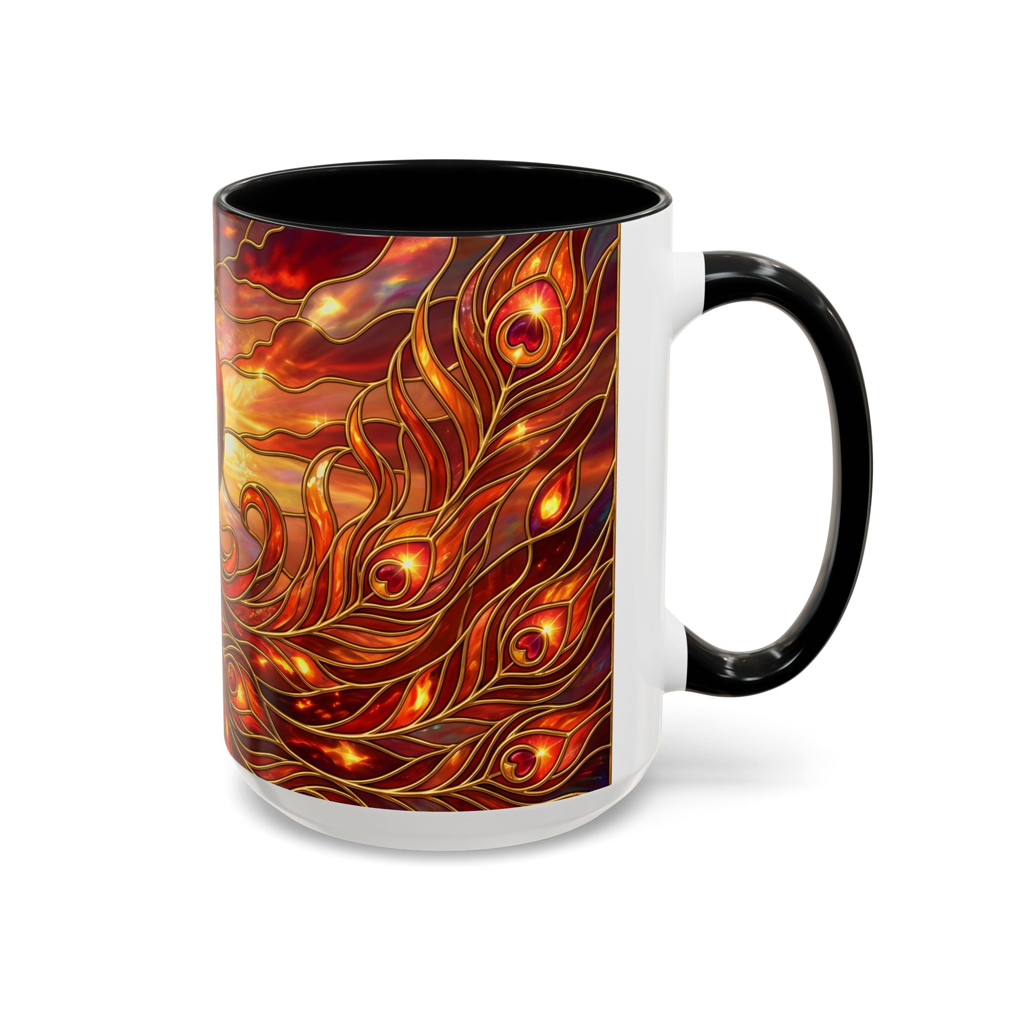 Sunset Peacock Stained Glass Style Mug