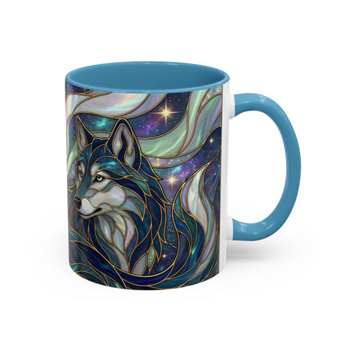 Starlight Wolf Stained Glass Style Mug