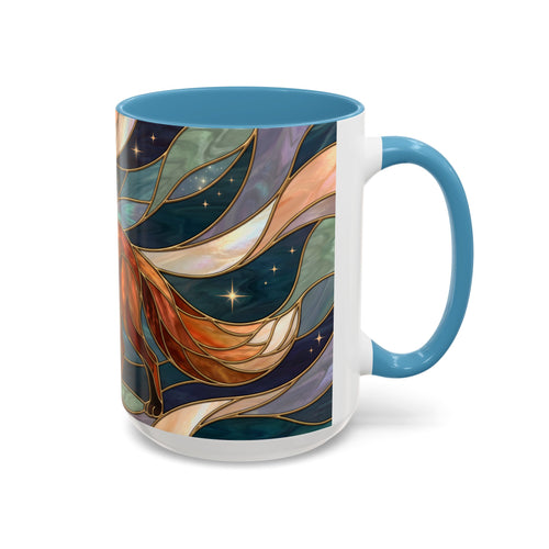 Teal Night Fox Stained Glass Style Mug