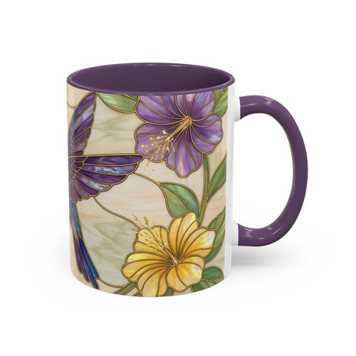 Garden Bloom Hummingbird Stained Glass Style Mug
