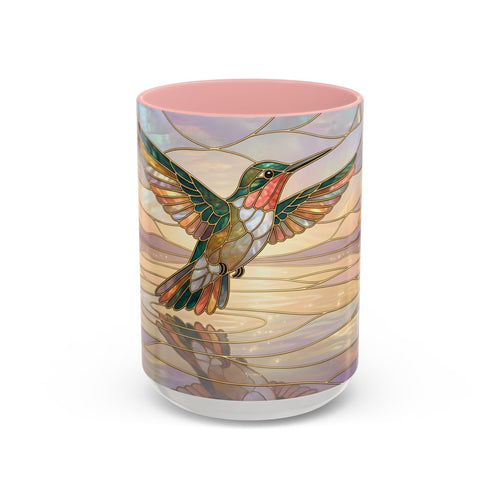 Serene Horizon Hummingbird Stained Glass Style Mug