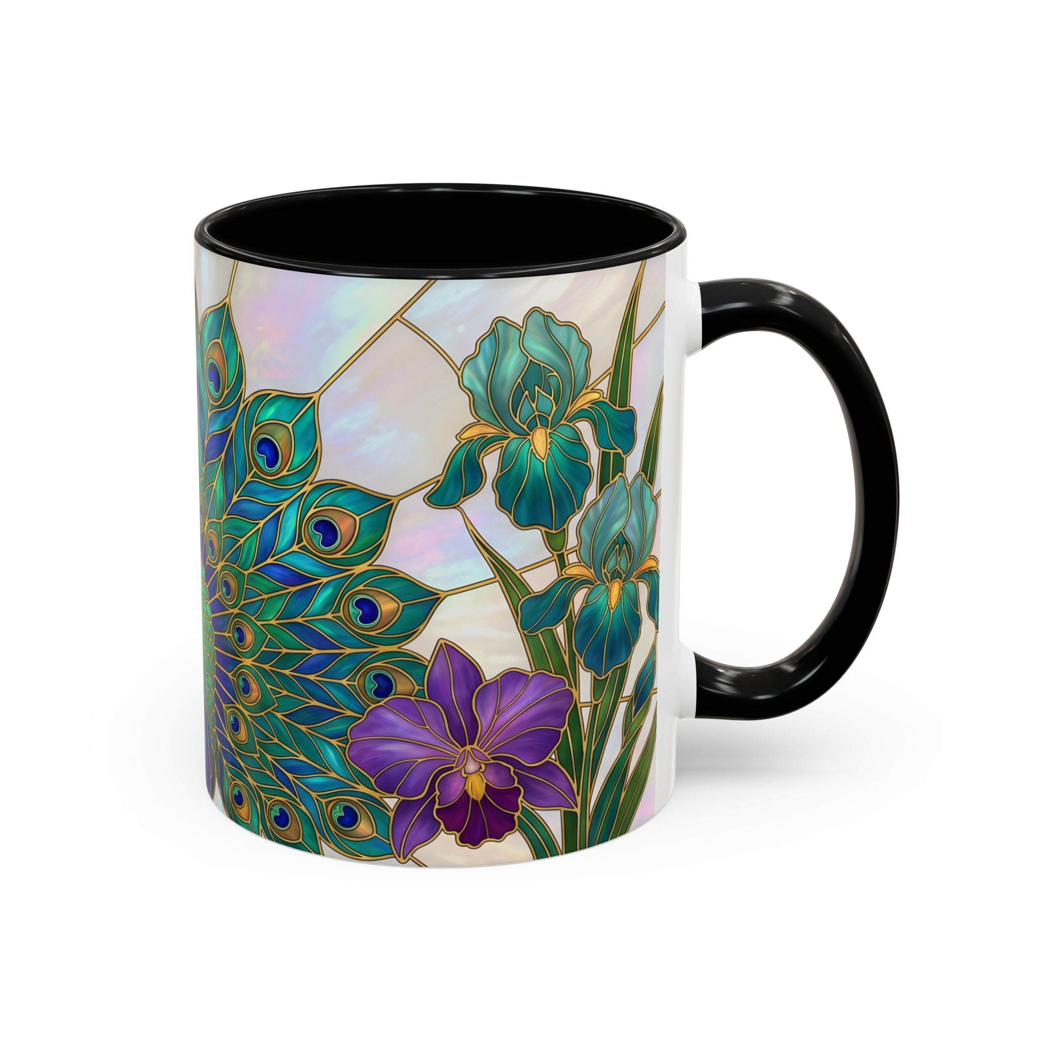Floral Peacock Stained Glass Style Mug