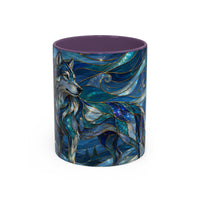 Blue Wolf Stained Glass Style Mug