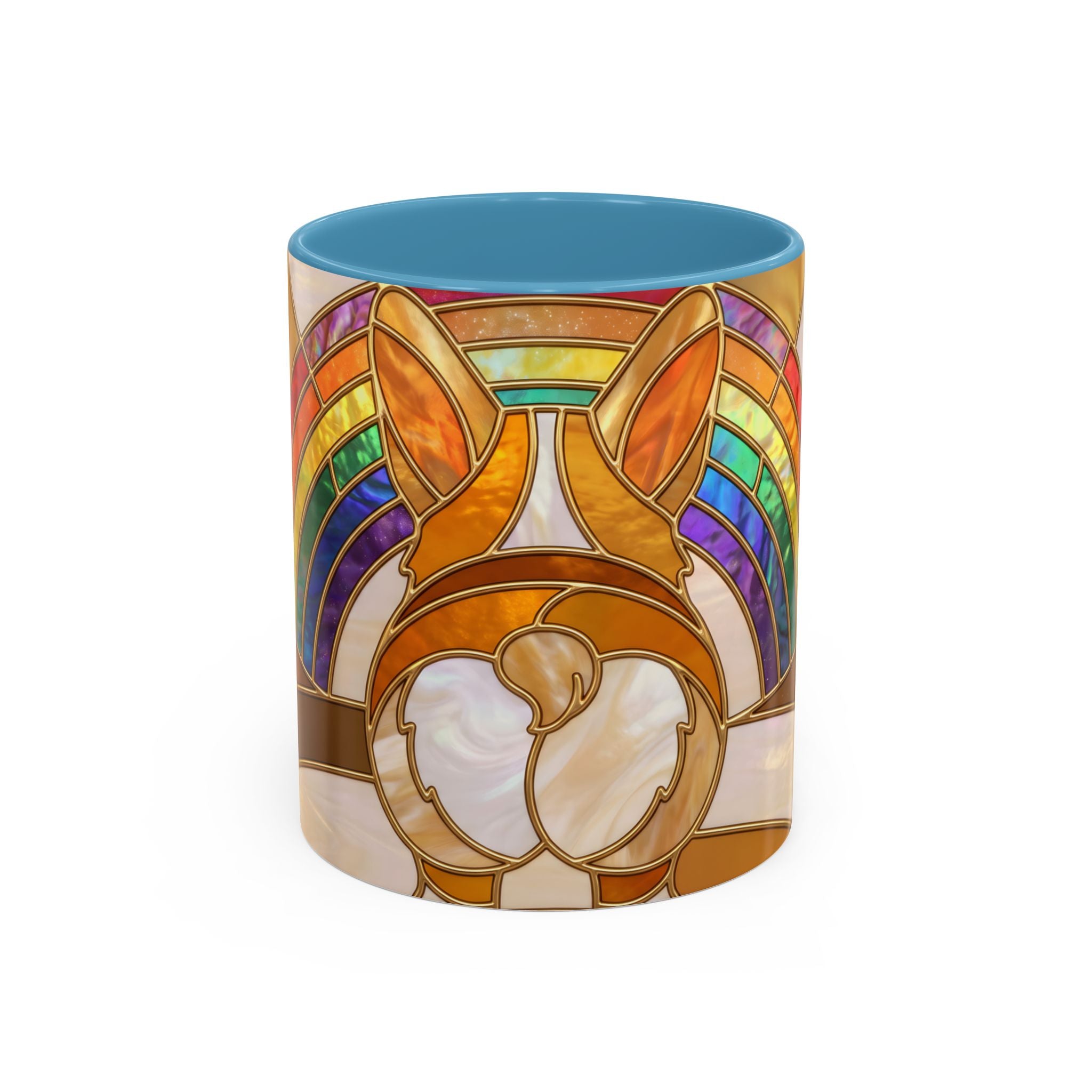Rainbow Corgi Butt Stained Glass Style Mug
