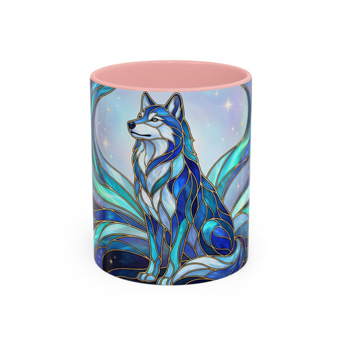 Aurora Wolf Stained Glass Style Mug