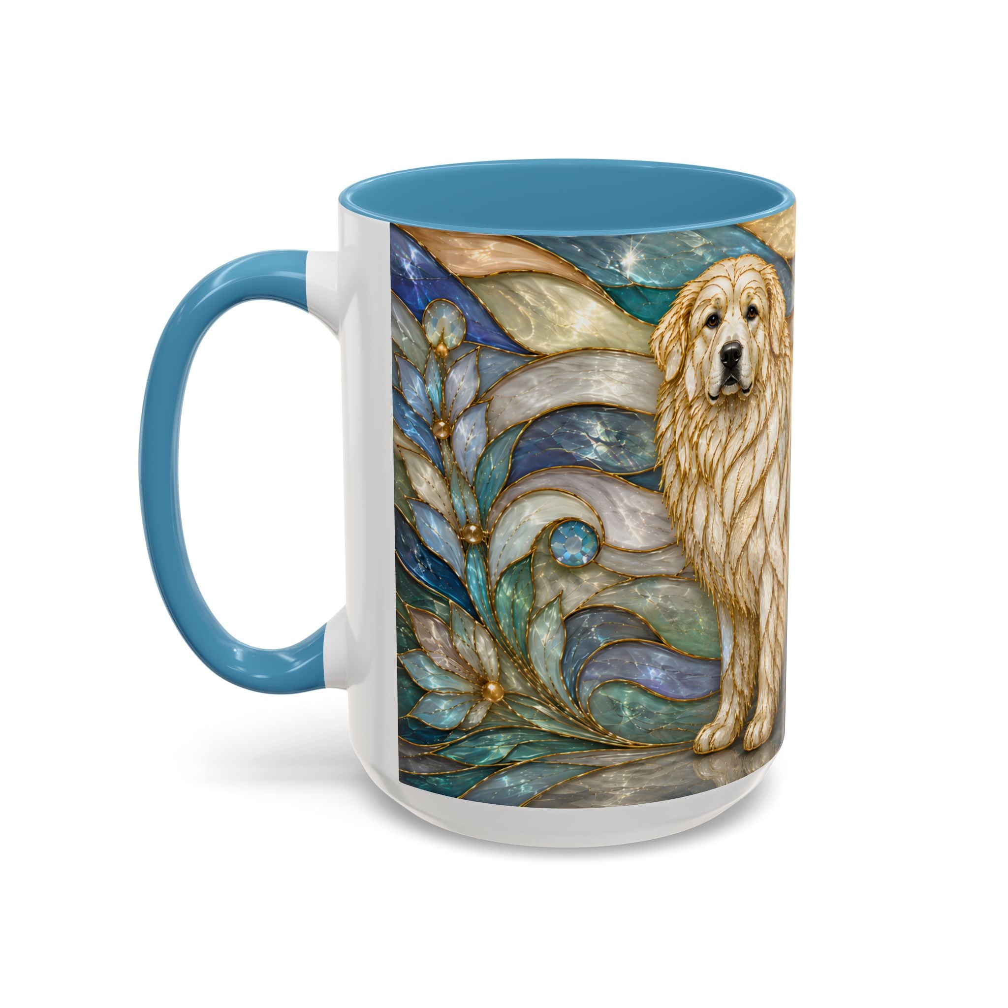 Blue Glow Great Pyrenees Stained Glass Style Mug