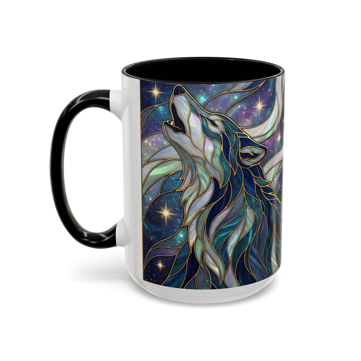 Starlight Wolf Stained Glass Style Mug