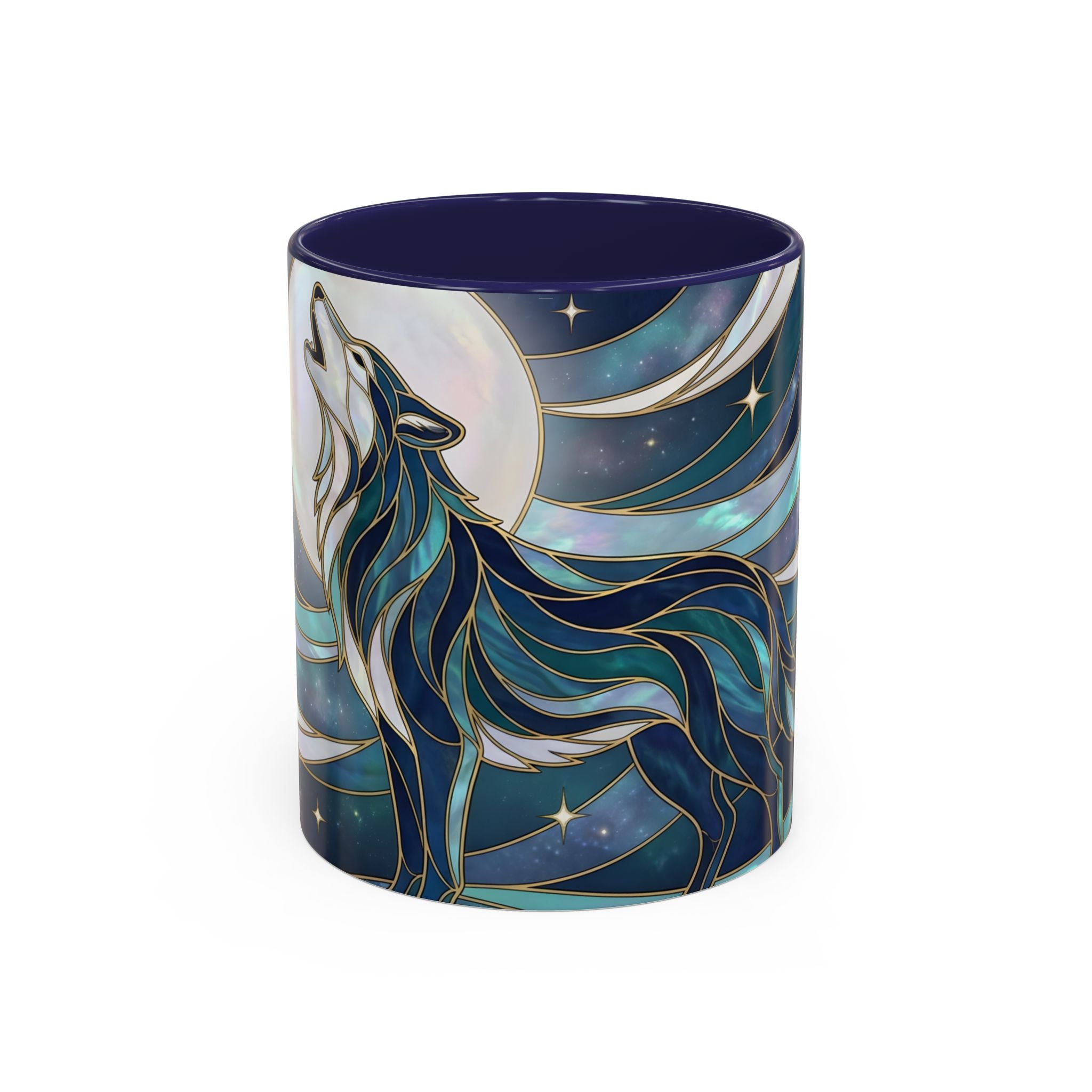 Moon Howl Wolf Stained Glass Style Mug