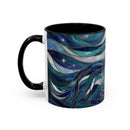 Celestial Blue Wolf Stained Glass Style Mug