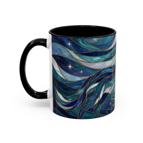 Celestial Moonlit Wolf Stained Glass Style Mug