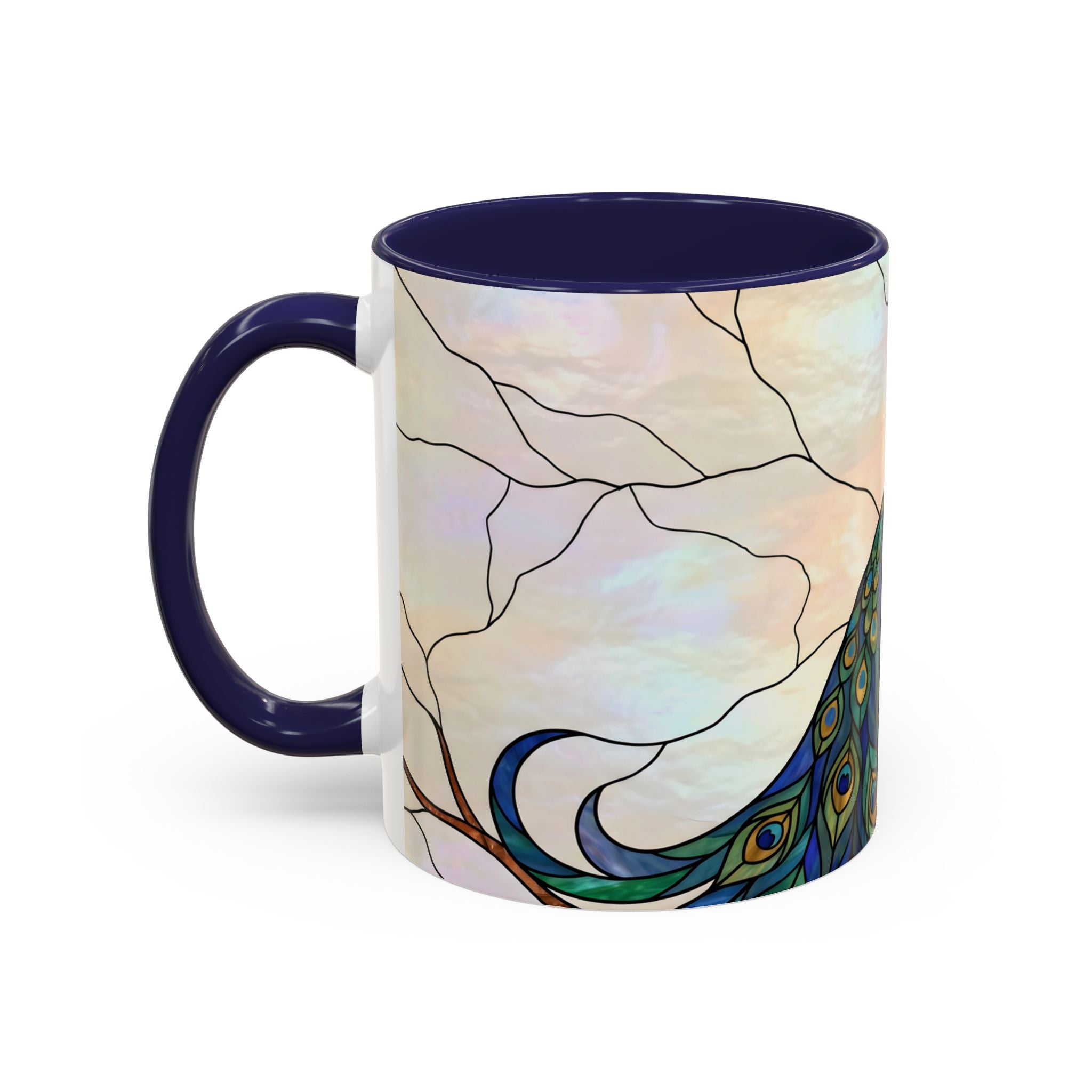 Minimal Peacock Stained Glass Style Mug